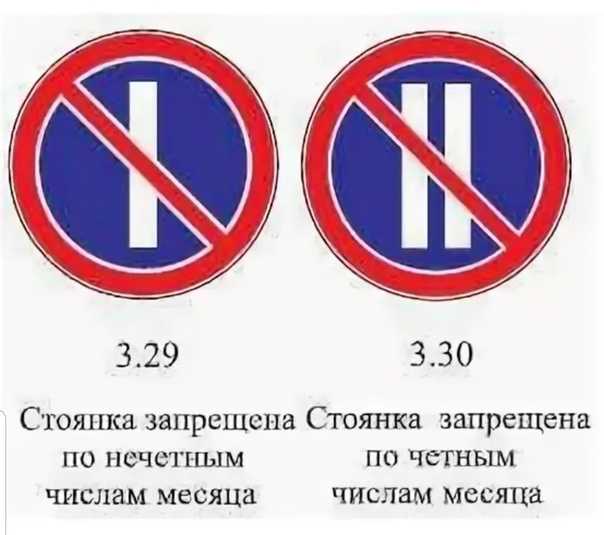 Знак стоянка запрещена зона действия, четные и нечетные числа месяца, стрелка вниз