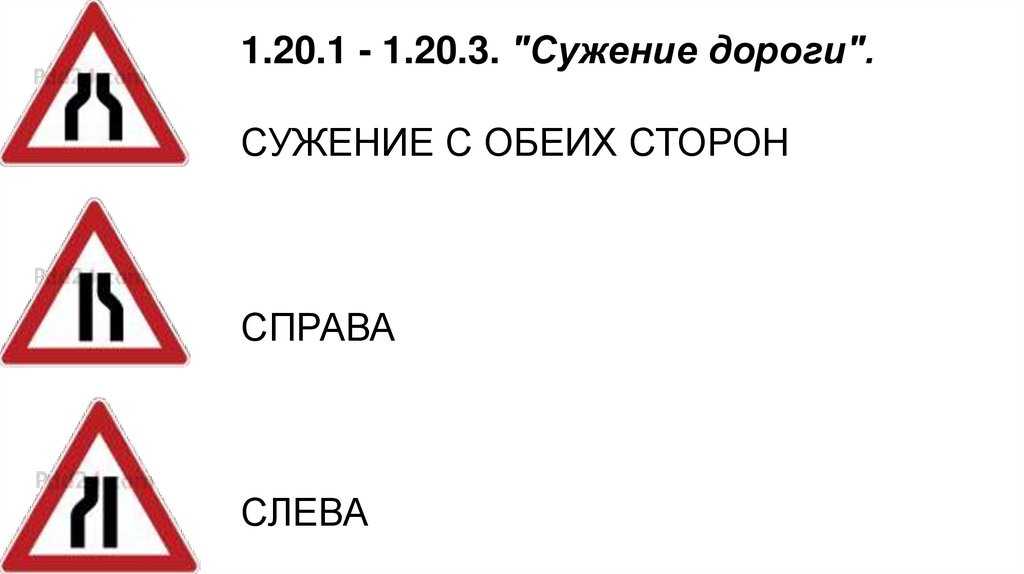 Дорожный знак сужение дороги